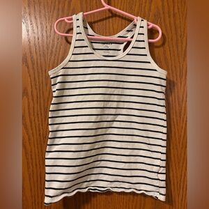 Old Navy White and Black Striped Cotton Tank